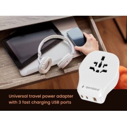 Gembird Universal travel power adapter 20W White