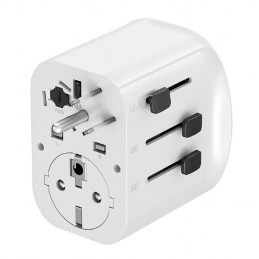 Gembird Grounded universal travel power adapter 15W White