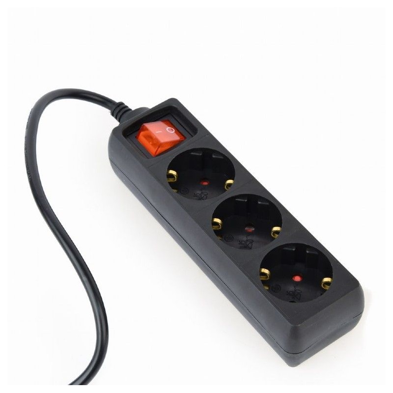 Gembird Hálózati Elosztó Kapcsolóval 3DIN 0,6m Black