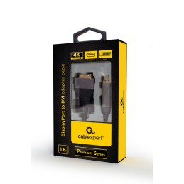 Gembird CC-DPM-DVIM-4K-6 DisplayPort to DVI-D (Dual Link) (24+1) Premium Series adapter cable 1,8m Black