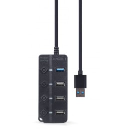 Gembird UHB-U3P1U2P3P-01 4-portos 1xUSB3.1 + 3xUSB2.0 HUB Black