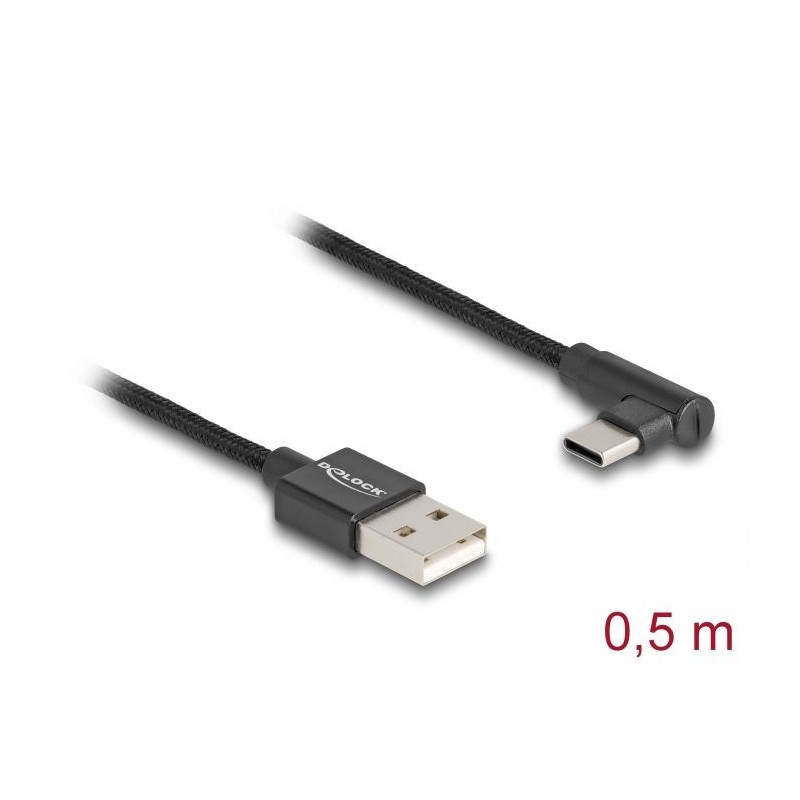 DeLock USB 2.0 Type-A male to USB Type-C cable 0,5m Black