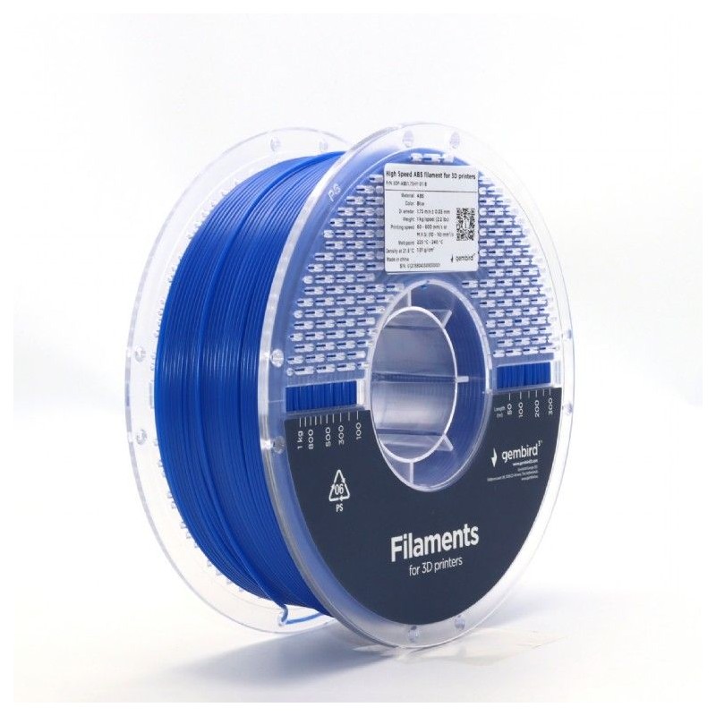 Gembird 3DP-ABS1.75HY-01-B High Speed ABS filament Blue 1,75mm 1kg