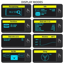 AXAGON EEM2-SD2 USB-C 10Gbps – M.2 NVMe & SATA SSD Display Box