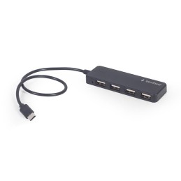 Gembird 4-portos USB2.0 Type-C HUB Black