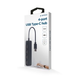 Gembird 4-portos USB2.0 Type-C HUB Black
