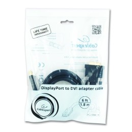 Gembird CC-DPM-DVIM-6 DisplayPort to DVI-D (Dual Link) (24+1) adapter cable 1,8m Black