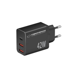 Esperanza EZC106K Quick Power Charger 42W USB-C PD 30W / 2xUSB-A 12W Black