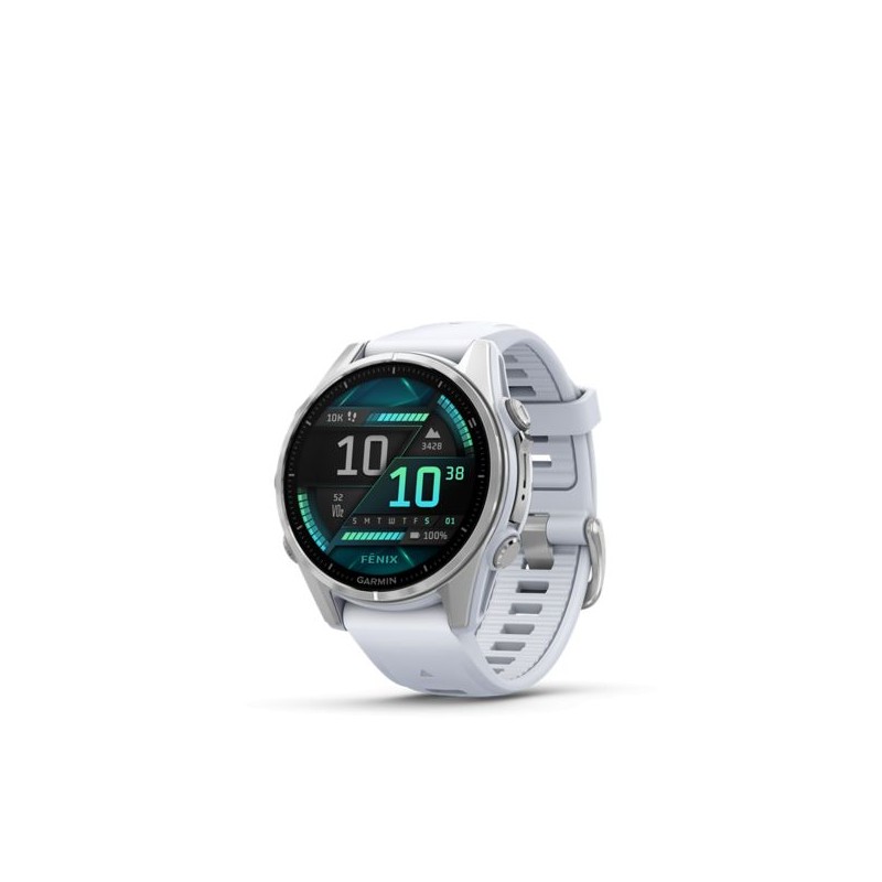 Garmin fenix 8 Silver with Whitestone Silicone Band