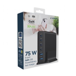 Gembird 6-port 75W GaN USB fast charger Black