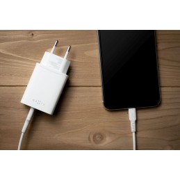 FIXED hálózati töltő USB-C és USB kimenettel, PD, 30W, fehér