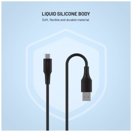 FIXED USB 2.0 hajlékony szilikon kábel USB-C/USB-C 0,3m, fekete