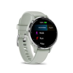 Garmin Venu 3S Silver Stainless Steel Bezel with Sage Grey Case and Silicone Band