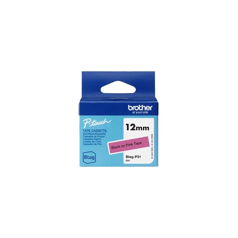 Brother BTAG-P31 pink alapon fekete eredeti feliratozó szalag