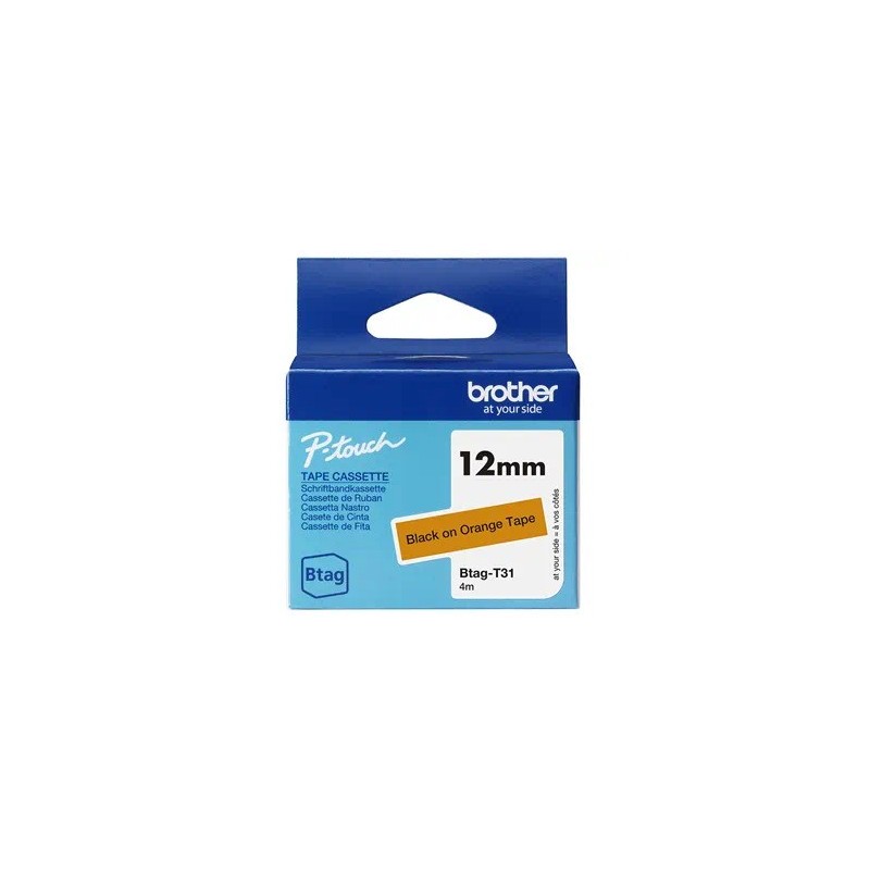 Brother BTAG-T31 narancssárga alapon fekete eredeti feliratozó szalag