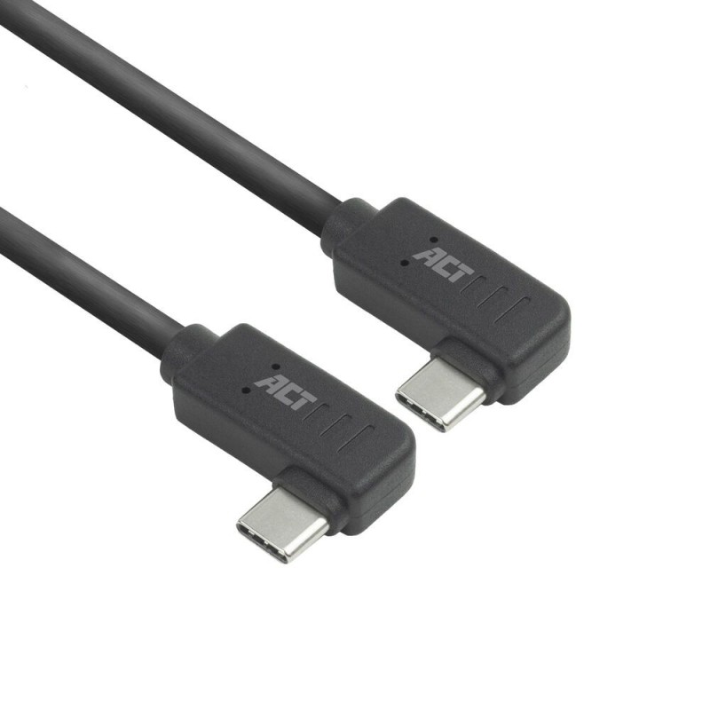 ACT USB 3.0 60W USB Type-C (left/right angled) to USB Type-C (left/right angled) Cable 0,5m Black