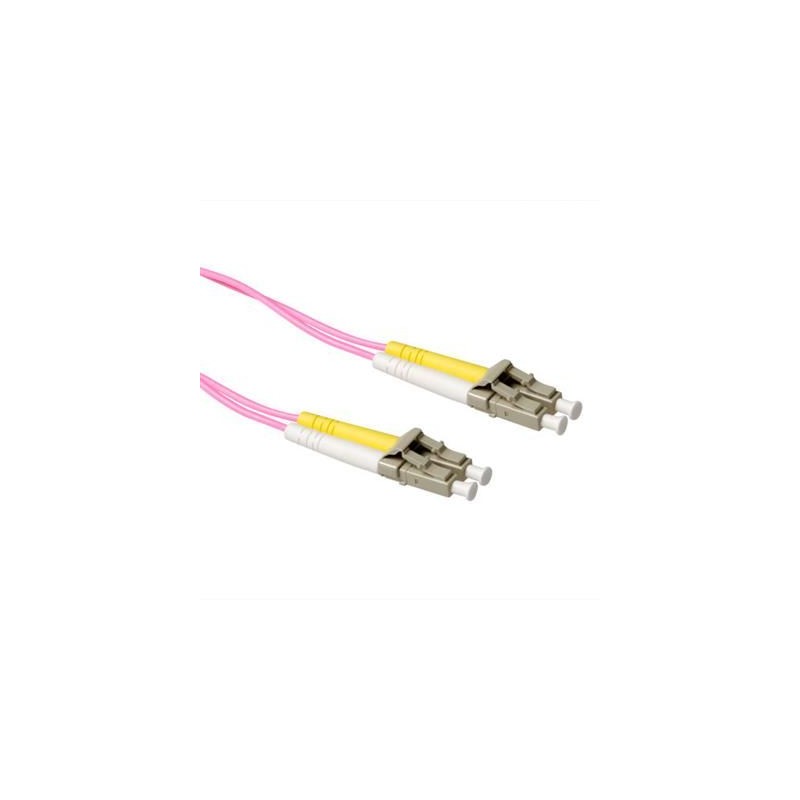 ACT LSZH Multimode 50/125 OM4 fiber cable duplex with LC connectors 1m Pink