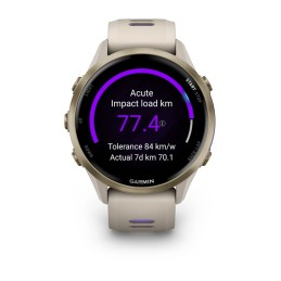 Garmin Forerunner 970 Soft Gold Titanium with French Grey Case and French Grey/Translucent Indigo Band