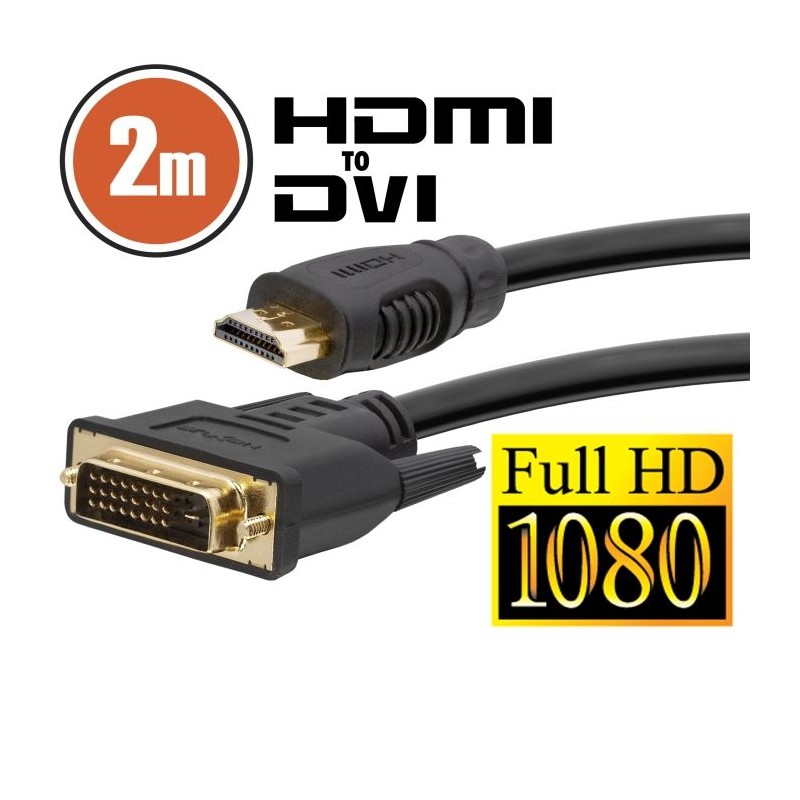 Delight DVI-D (Dual Link) - HDMI kábel 2m Black aranyozott
