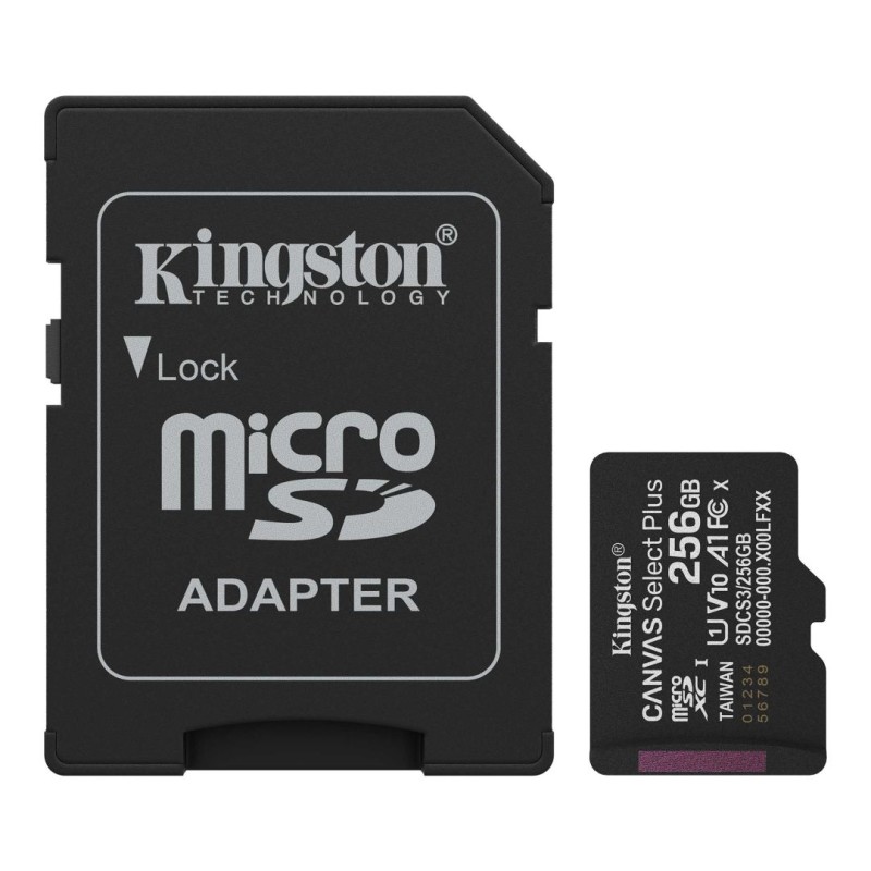 Kingston 256GB microSDXC Canvas Select Plus Gen3 Class 10 UHS-1 A1 V10 + adapterrel