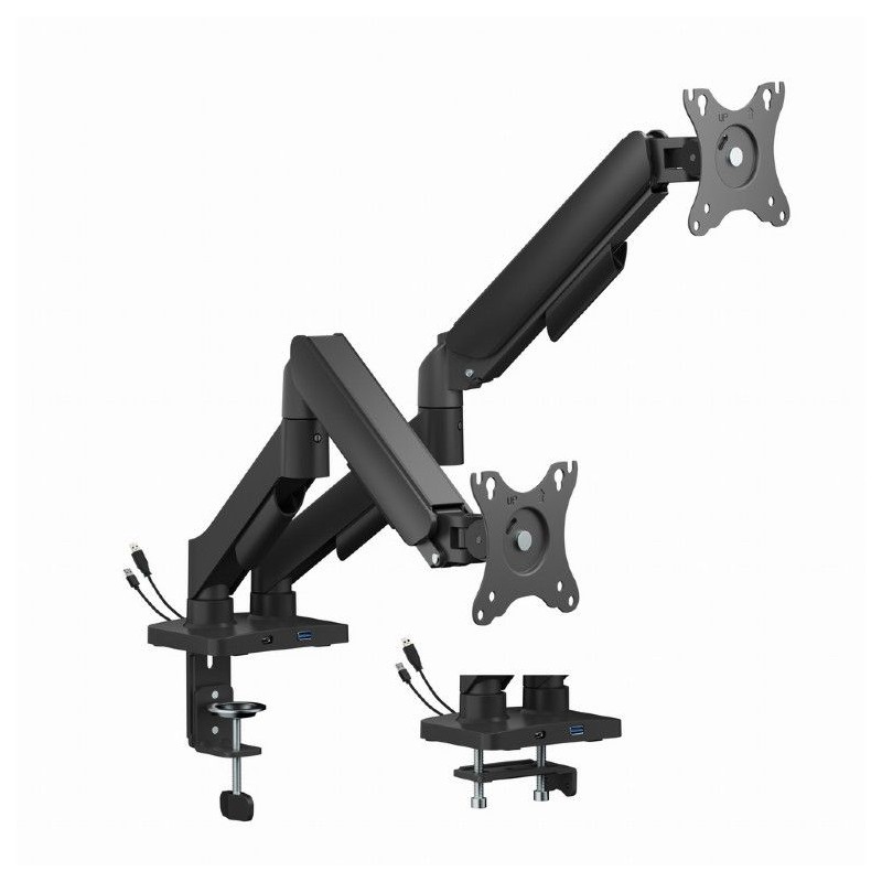 Gembird MA-DA2U-01 2-Display Mounting Arm with USB ports 17”-32” Black