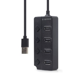Gembird 4-port USB2.0 HUB with Switches Black