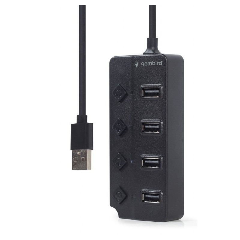 Gembird 4-port USB2.0 HUB with Switches Black