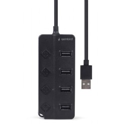 Gembird 4-port USB2.0 HUB with Switches Black