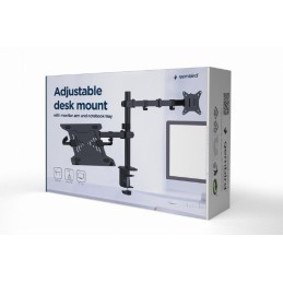 Gembird MA-DA-03 Adjustable Desk Mount With Monitor Arm And Notebook Tray Black