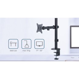 Gembird MA-D1-03 Desk mounted single monitor arm 17”-32” Black