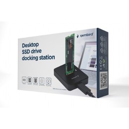 Gembird Desktop USB Type-C M.2 SATA NVME SSD Docking Station Black