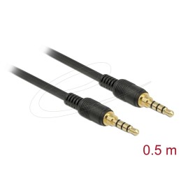 DeLock Stereo Jack 3.5 mm 4 pin male to male cable 0,5m Black