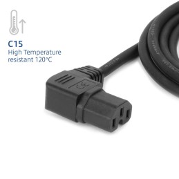 ACT Powercord mains connector Schuko CEE 7/7 male (angled) - C15 (angled left) IEC 60320 1,5m Black
