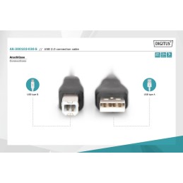 Assmann USB connection cable, type A - B 3m Black