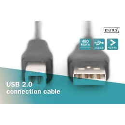 Assmann USB connection cable, type A - B 3m Black