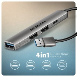 AXAGON HUE-STA ALU STRIP USB-A 4 port hub