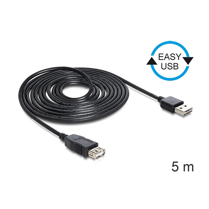 DeLock USB2.0 A apa/USB 2.0 A anya hosszabbító kábel 5m Black