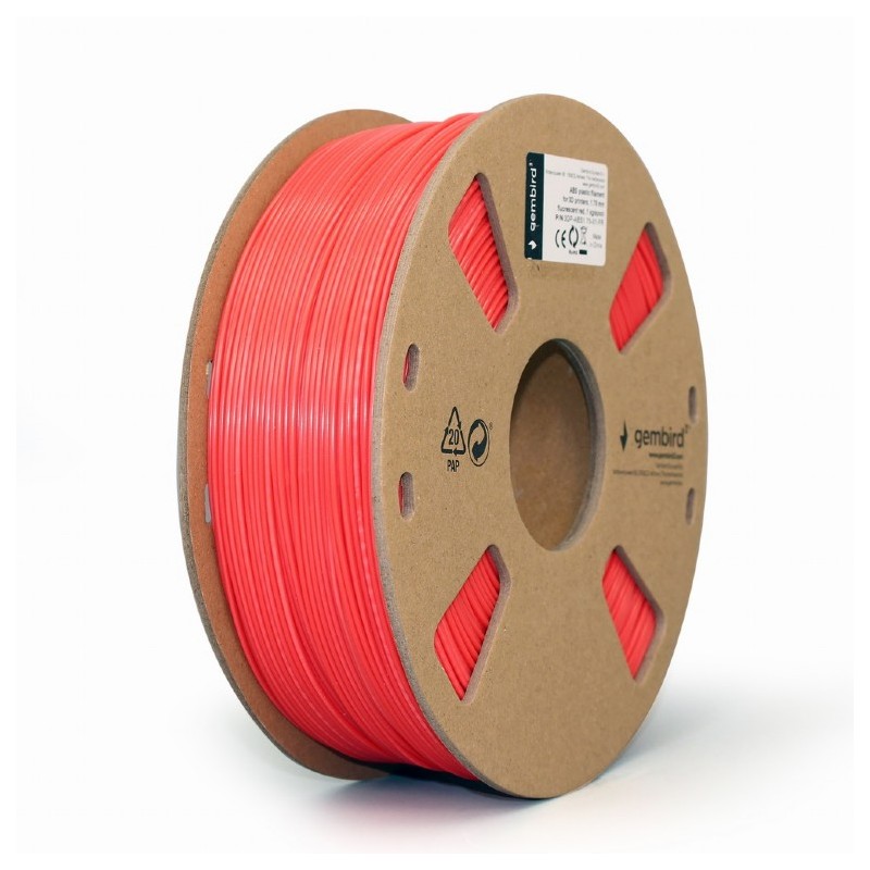 Gembird neon piros eredeti ABS filament (1,75mm, 1kg, 3DP-ABS1.75-01-FR)