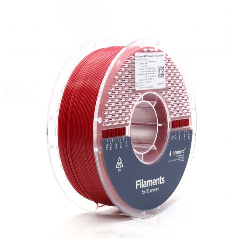 Gembird piros eredeti nagysebességű ABS filament (1,75mm, 1 kg, 3DP-ABS1.75HY-01-R)