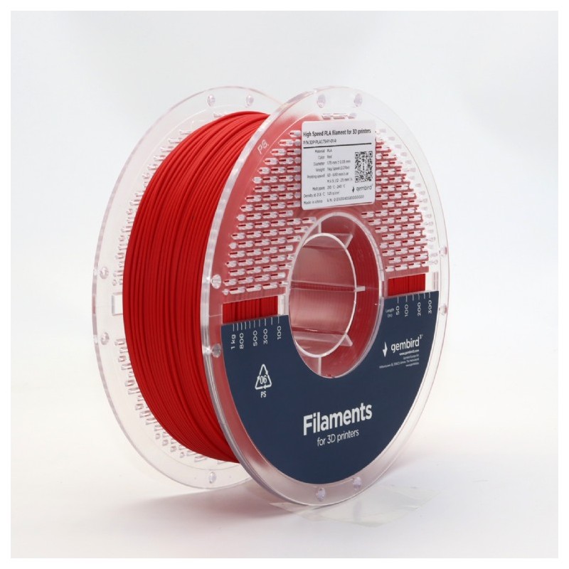 Gembird piros eredeti nagysebességű PLA filament (1,75mm, 1kg, 3DP-PLA1.75HY-01-R)