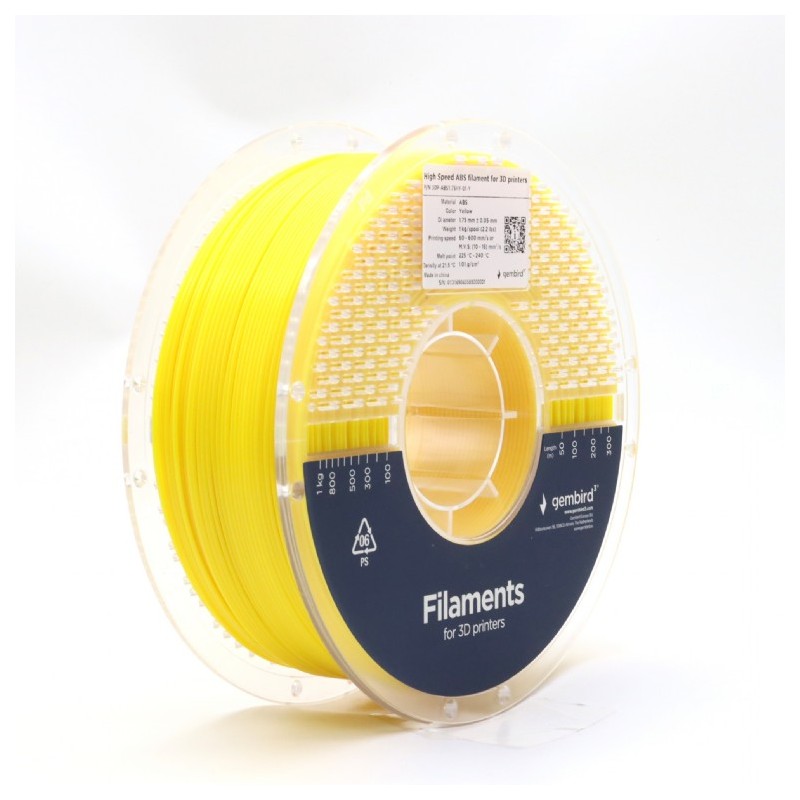 Gembird sárga eredeti nagysebességű ABS filament (1,75mm, 1 kg, 3DP-ABS1.75HY-01-Y)