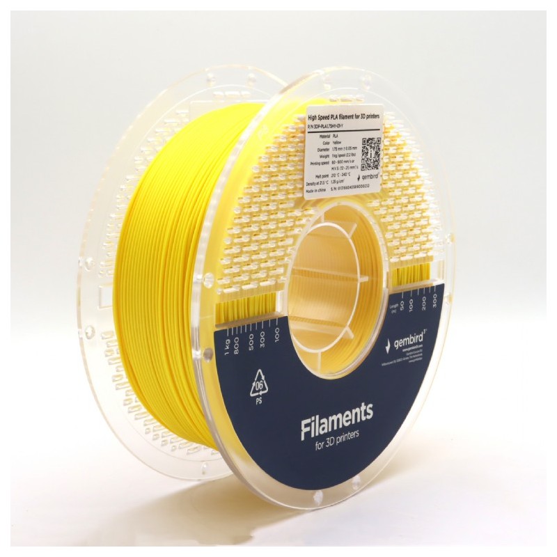 Gembird sárga eredeti nagysebességű PLA filament (1,75mm, 1kg, 3DP-PLA1.75HY-01-Y)