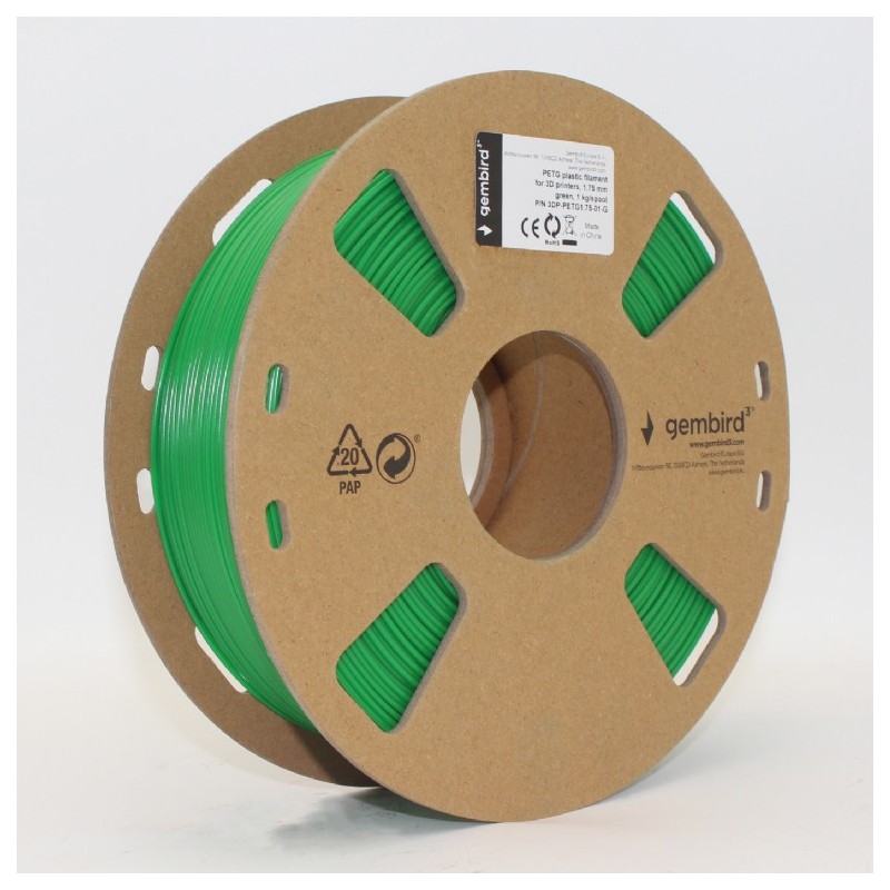 Gembird zöld eredeti PETG filament (1,75mm, 1kg, 3DP-PETG1.75-01-G)