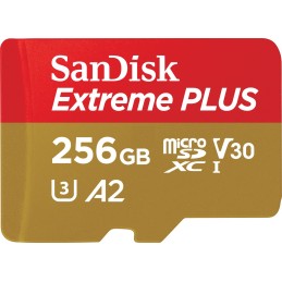 Sandisk 256GB microSDXC Extreme Plus Class 10 U3 A2 C10 V30 + adapterrel