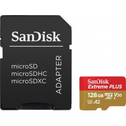 Sandisk 128GB microSDXC Extreme Plus Class 10 U3 A2 C10 V30 + adapterrel