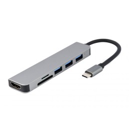 Gembird A-CM-COMBO6-02 USB Type-C 6-in-1 Multi-Port Adapter Space Grey