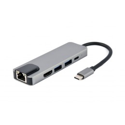 Gembird A-CM-COMBO5-04 USB Type-C 5-in-1 Multi-Port Adapter Space Grey