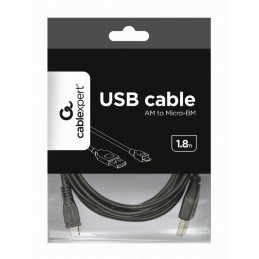 Gembird CCP-MUSB2-AMBM-6 micro USB cable 2.0 AM-MBM5P 1,8m Black