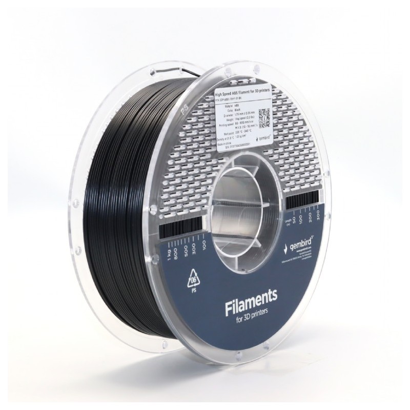 Gembird fekete eredeti nagysebességű ABS filament (1,75mm, 1 kg, 3DP-ABS1.75HY-01-BK)