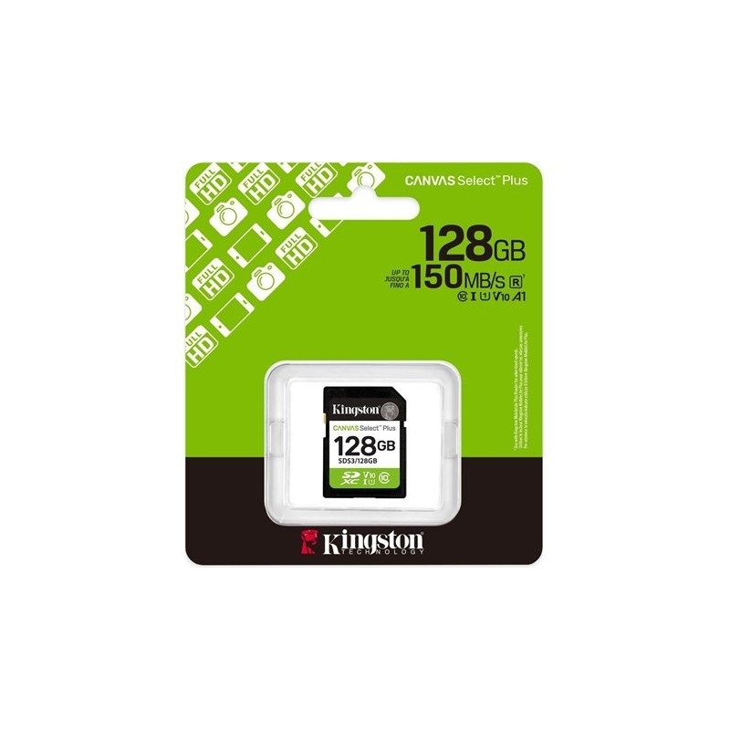Kingston 128GB SDXC Canvas Select Plus Gen3 Class 10 UHS-I U1 V10
